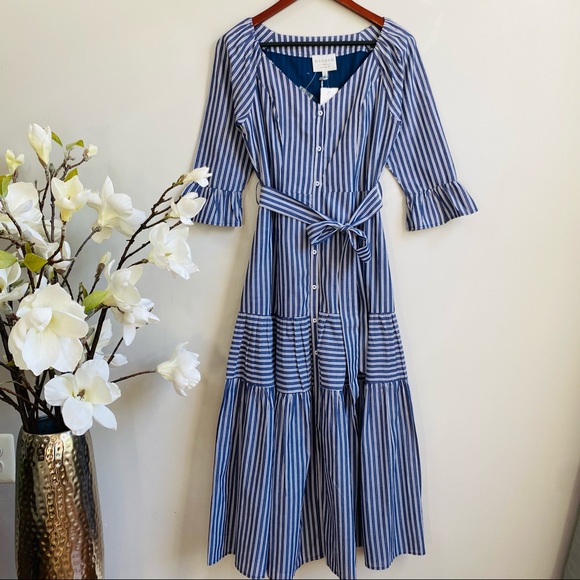 Hayden Dresses & Skirts - Hayden Los Angeles blue Striped tiered maxi dress